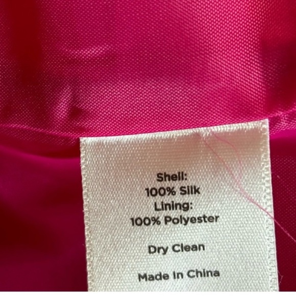 Talbots Fuchsia Pink 100% Silk Shirt Dress 16 – Belted Button Front - Picture 9 of 9